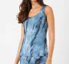 French Kyss Marble Wash Tank Top In Denim In Multi