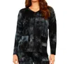 French Kyss Marble Wash V-neck With Pockets In Storm In Blue