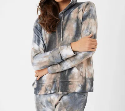 French Kyss Marble Wash Zip Hoodie In Grey