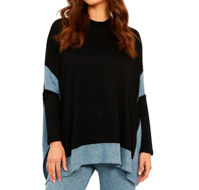 French Kyss Mock One Size Poncho In Black/wind