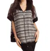 FRENCH KYSS PENELOPE ZIP-UP PONCHO IN BLACK MULTI