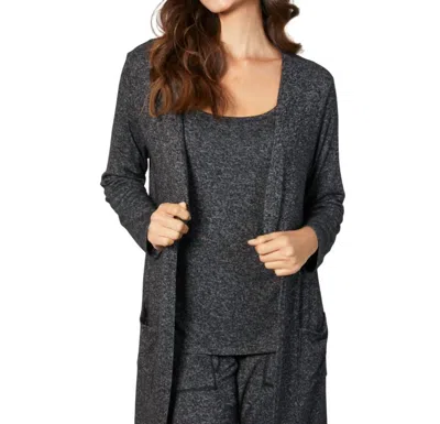 French Kyss Pocket Duster Cardigan In Steel In Blue