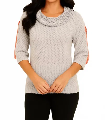 French Kyss Raquelle Cowl-neck Crochet Top In Frost/coral In Brown