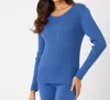 French Kyss Round Neck Top In Denim In Multi