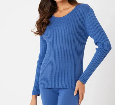 French Kyss Round Neck Top In Denim In Multi