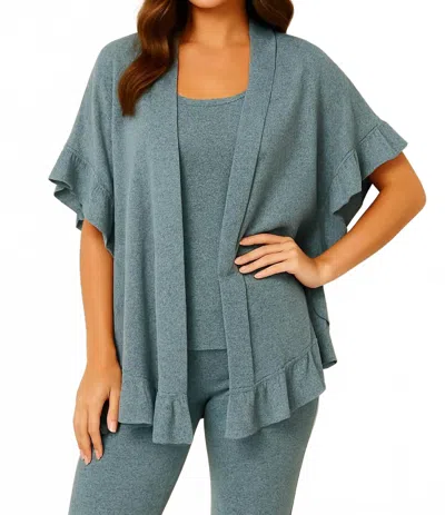 French Kyss Ruffle Contton Blend Poncho In Wind In Multi