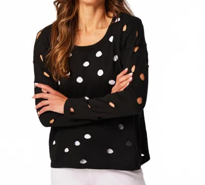 French Kyss Scoop Hole Sweater In Black