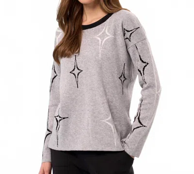 French Kyss Scoop Neck Diamond Sweater In Slate/multi In Gray