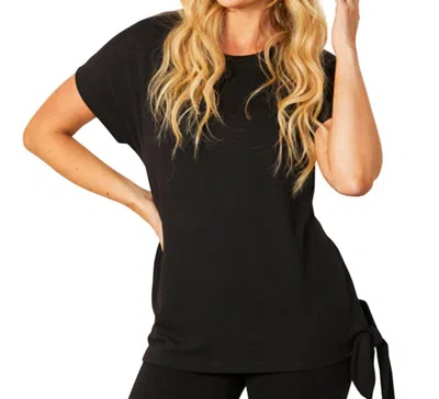 French Kyss Short Sleeve Side Tie Detail Top In Black