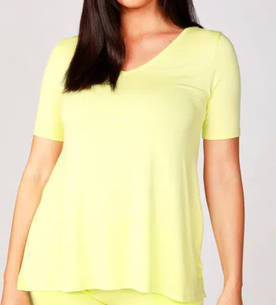 French Kyss Short Sleeve V-neck T Shirt In Lime In Yellow
