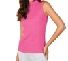 FRENCH KYSS SLEEVELESS BRAIDED MOCK NECK TOP IN ROSE