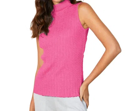 French Kyss Sleeveless Braided Mock Neck Top In Rose In Multi