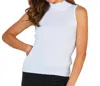 FRENCH KYSS SLEEVELESS BRAIDED MOCK NECK TOP IN WHITE