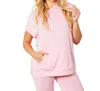 French Kyss Sleeveless Hoodie With Pocket In Blush In Gold