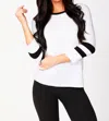 French Kyss Soft Stretch 3/4 Sleeve Baseball Tee In Bleach In Multi