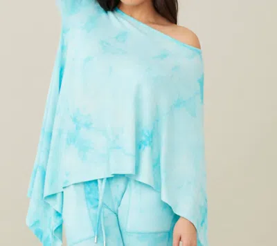 French Kyss Soft Stretch Asymmetrical Tie Dye Top In Surf In Blue