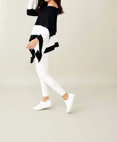 FRENCH KYSS SOFT STRETCH ASYMMETRICAL TOP IN BLACK/BLEACH