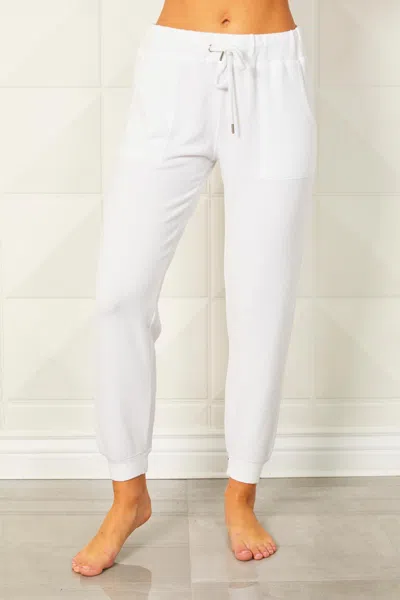 French Kyss Soft Stretch Drawstring Jogger In Bleach In White