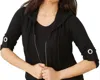 FRENCH KYSS SOFT STRETCH ROLL SLEEVE TOP IN BLACK
