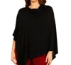 French Kyss Solid Asymmetrical Poncho In Black In Black