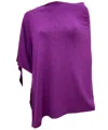 French Kyss Solid Asymmetrical Poncho In Violet In Purple