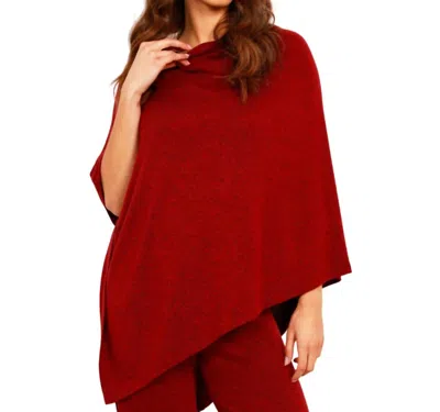 French Kyss Solid Asymmetrical Poncho In Wine In Red