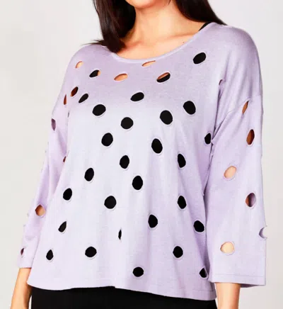French Kyss Solid Holey Crew Top In Lilac In Purple