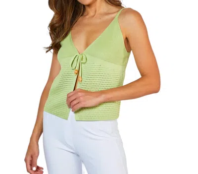 French Kyss Spaghetti Strap Detail Tank Top In Lime In Green