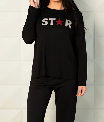 French Kyss Star Crewneck Sweatshirt In Black/wine