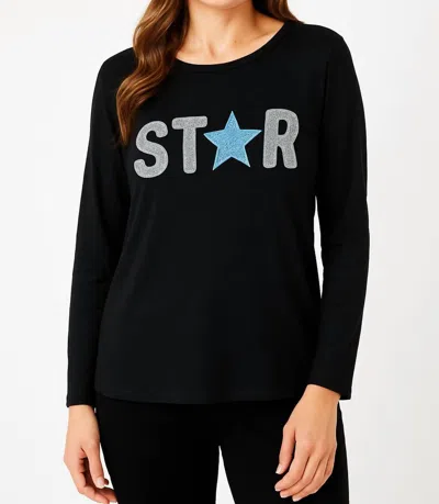French Kyss Star Crewneck Top In Black/wind