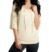 French Kyss Stella Kashmira Short Sleeve Hoodie In Yellow In Beige