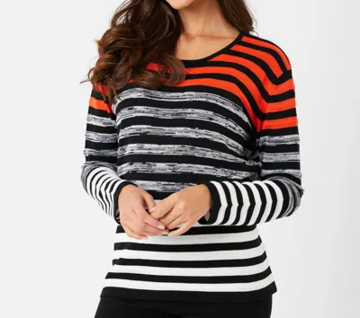 French Kyss Stripe Scoop Neck Top In Coral/multi