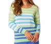 French Kyss Stripe Scoop Top In Lime Multi In Multi