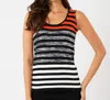 French Kyss Stripe Tank Top In Coral/multi In Multi