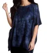 French Kyss Super Soft Tie Dye Poncho In Denim In Multi