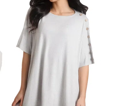 French Kyss Supersoft Button Detail Poncho In Frost In Grey