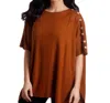 FRENCH KYSS SUPERSOFT BUTTON DETAIL PONCHO IN SPICE