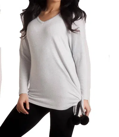 French Kyss Supersoft Pom Pom Top In Slate In Grey