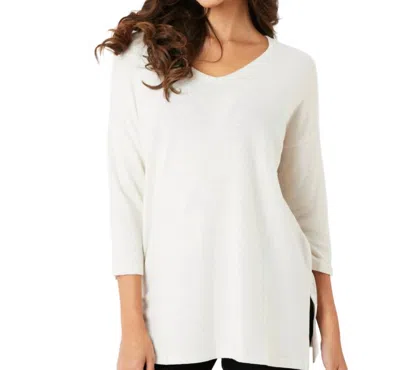 French Kyss Tatiana Kashmira 3/4 Sleeve Tunic In Beige In White