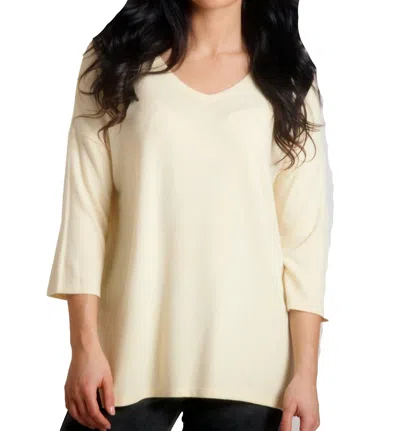 French Kyss Tatiana Kashmira 3/4 Sleeve Tunic In Yellow In Beige