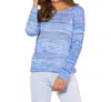 French Kyss Textured Top Sweatshirt In Peri/white In Multi
