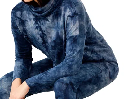 French Kyss Tie Dye Cowlneck Top In Ink In Blue