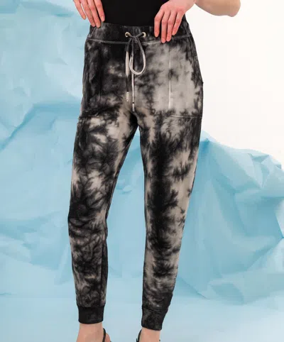 French Kyss Tie Dye Jogger Pants In White/black In Multi