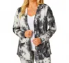French Kyss Tie Dye Open Cardigan In White/black In Black