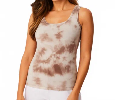 French Kyss Tie Dye Tank Top In White/beige In Multi