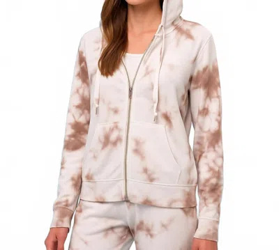 French Kyss Tie Dye Zip Hoodie In White/beige In Multi