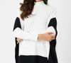 French Kyss Two Tone Poncho In Ivory/black In Multi