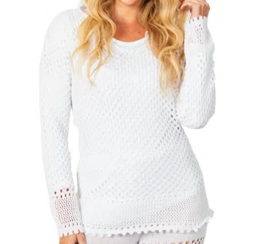 French Kyss V-neck Crochet Hoodie In White