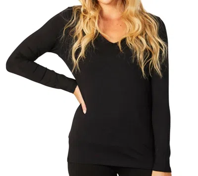 French Kyss V-neck Long Sleeve In Black