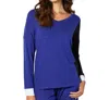 FRENCH KYSS V-NECK TOP IN INDIGO COMBO